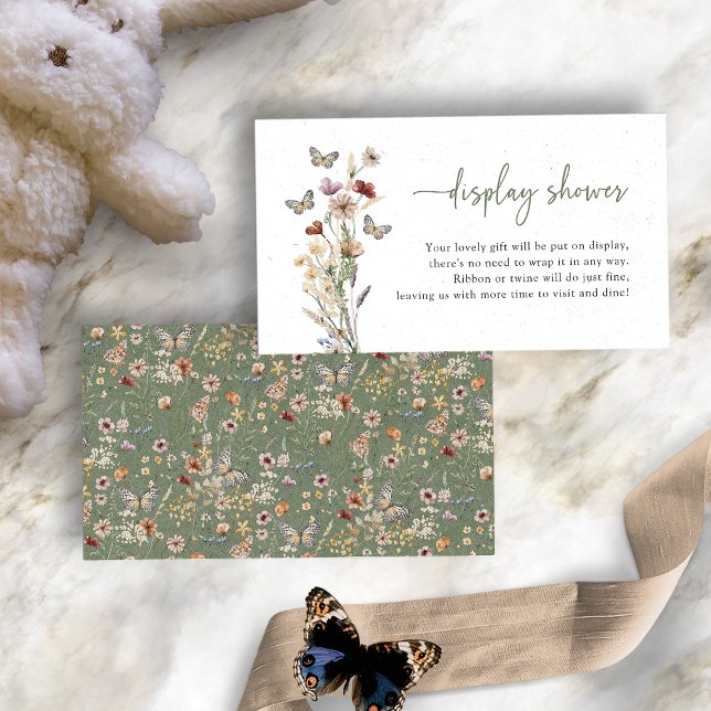 Carte D'accompagnement Fleur sauvage Boho vert douche (Sage Green Boho Wildflower Display Shower Enclosure Card by Painted Paperie
)