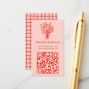 Carte D'accompagnement Fleur sauvage Bouquet Rustique Whimsical QR Code B