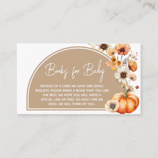 Carte D'accompagnement Fleur sauvage Citrouille Baby shower Livres pour b (Devant)