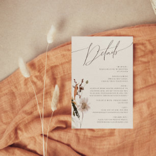 Carte D'accompagnement Fleur sauvage d'automne Boho   Détails beige