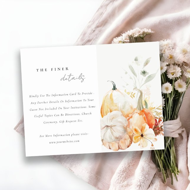 Carte D'accompagnement Fleur sauvage d'automne Citrouille aquarelle Détai (Créateur téléchargé)