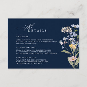 Carte D'accompagnement Fleur sauvage de la marine Temple mariage de la ma