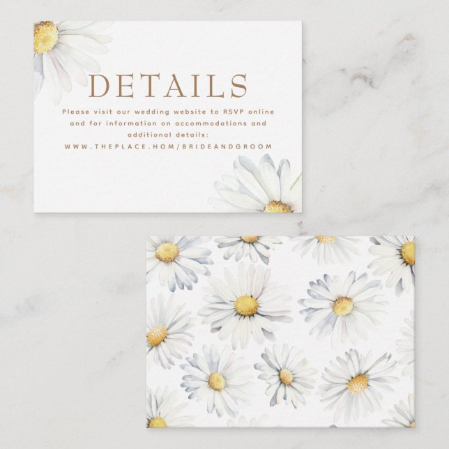Carte D'accompagnement Fleur sauvage de marguerite blanche Élégant Petits (Devant / Derrière)