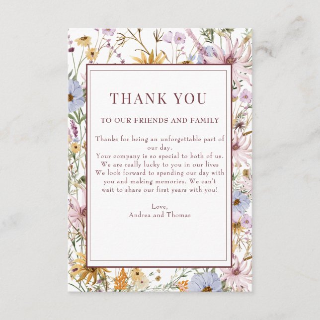 Carte D'accompagnement Fleur sauvage de printemps | Boho Chic Mariage | M (Devant)