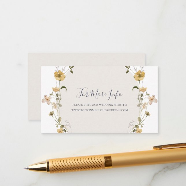 Carte D'accompagnement Fleur sauvage de printemps | Site Mariage blanc (Devant/Arrière en situation)