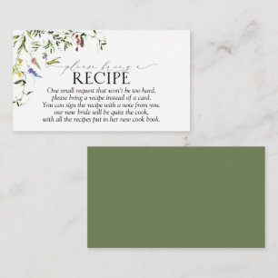 Carte D'accompagnement Fleur sauvage D'Été Apportez Une Recette S'Il Vous