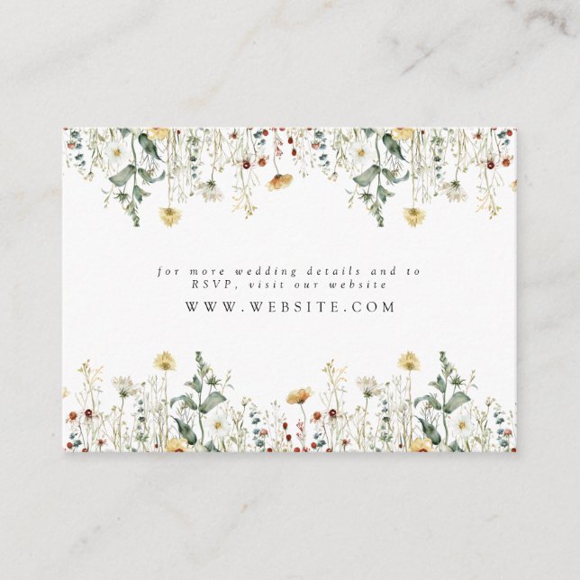 Carte D'accompagnement Fleur sauvage d'été Site Mariage de terrain (Devant)