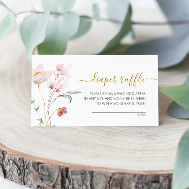 Carte D'accompagnement Fleur sauvage Doux Baby shower Déchets Raffle (Créateur téléchargé)