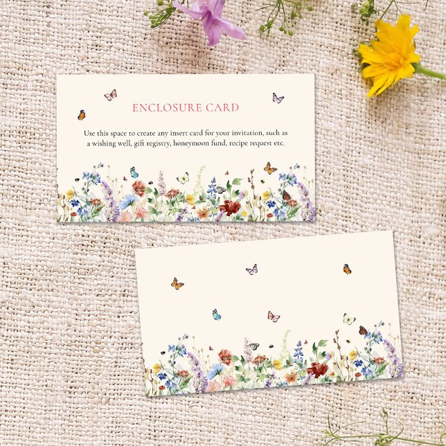 Carte D'accompagnement Fleur sauvage et papillons colorés (Créateur téléchargé)