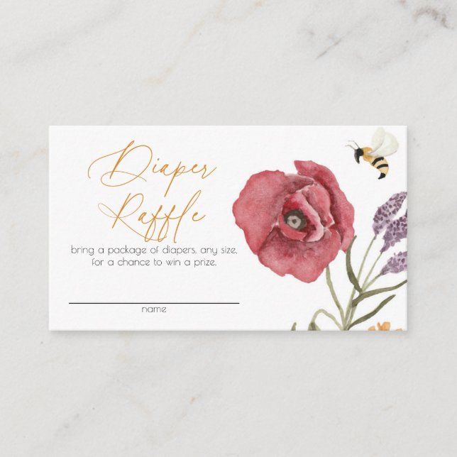 Carte D'accompagnement Fleur sauvage Fille aquarelle Déchets Raffle Enclo (Devant)