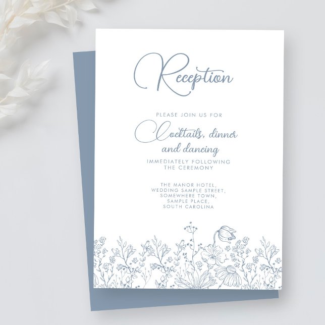 Carte D'accompagnement Fleur sauvage Floral Elegant Dusty Mariage Récepti (Créateur téléchargé)