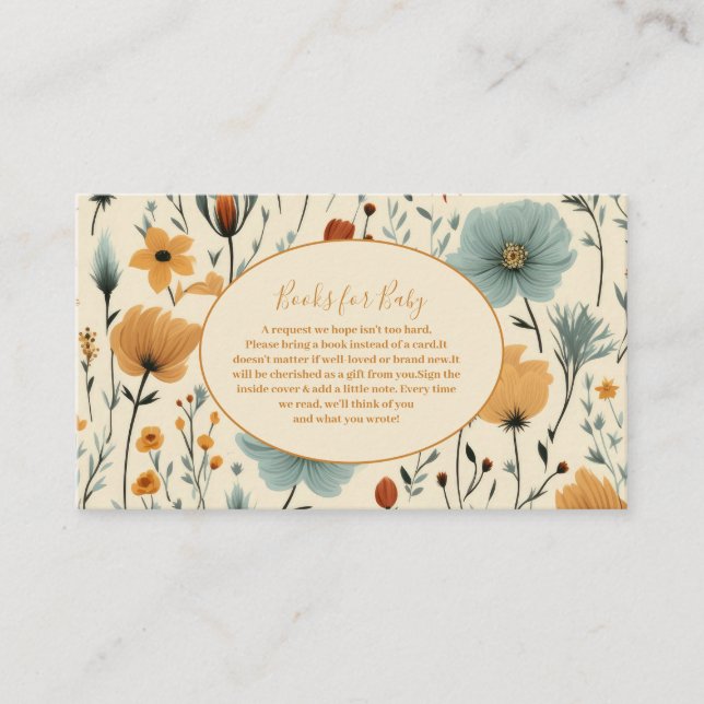 Carte D'accompagnement Fleur sauvage Floral Frame Baby Showe Livres pour  (Devant)