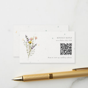 Carte D'accompagnement Fleur sauvage Floral Garden QR Code Mariage RSVP