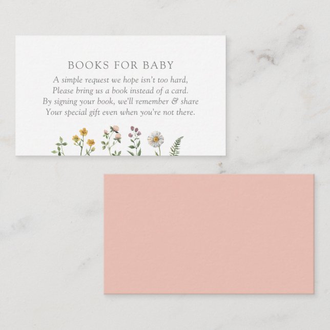 Carte D'accompagnement Fleur sauvage Girl Baby shower Livres pour bébé (Devant / Derrière)