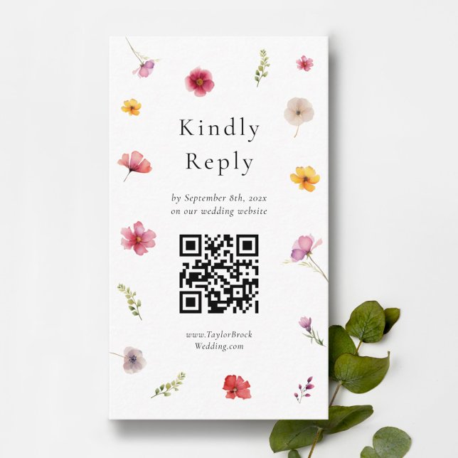 Carte D'accompagnement Fleur sauvage Mariage RSVP QR Code (Créateur téléchargé)