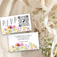 Fleur sauvage Meadow Online RSVP QR Code Mariage