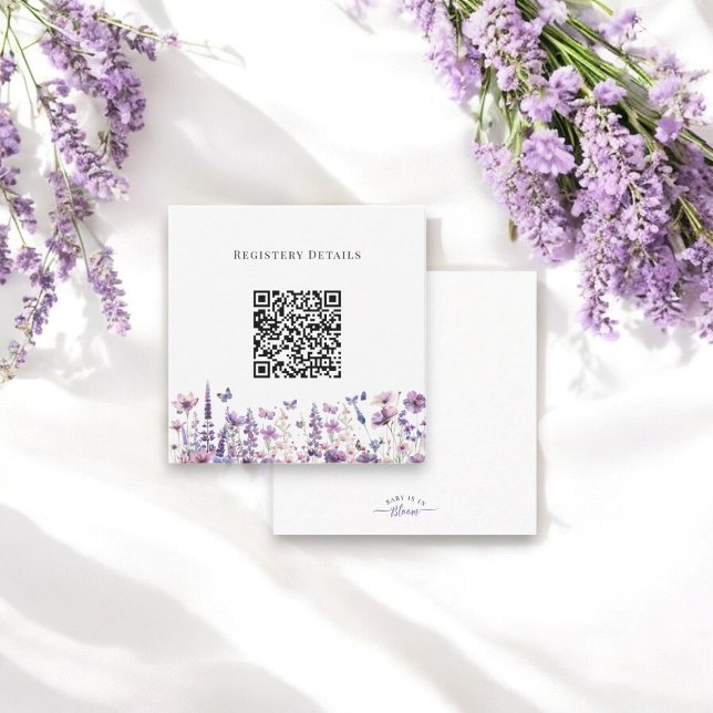 Carte D'accompagnement Fleur sauvage moderne registre baby shower code qr (modern qr code  wildflower baby shower registery by willow spring studio)