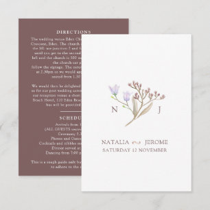 Carte D'accompagnement Fleur sauvage monogramme brun mariage de automne i