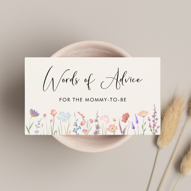 Carte D'accompagnement Fleur sauvage Mots de conseil Baby shower de crème (Créateur téléchargé)
