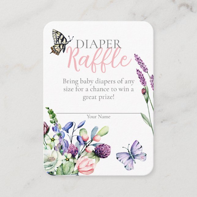Carte D'accompagnement Fleur sauvage Papillon Jar Bohemian Diaper Raffle (Devant)
