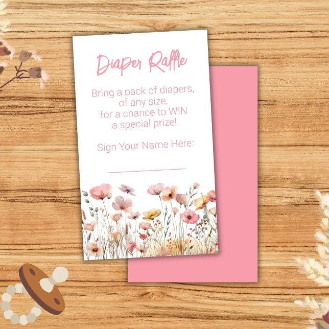 Carte D'accompagnement Fleur sauvage rose Baby shower Déchets Raffle (Créateur téléchargé)
