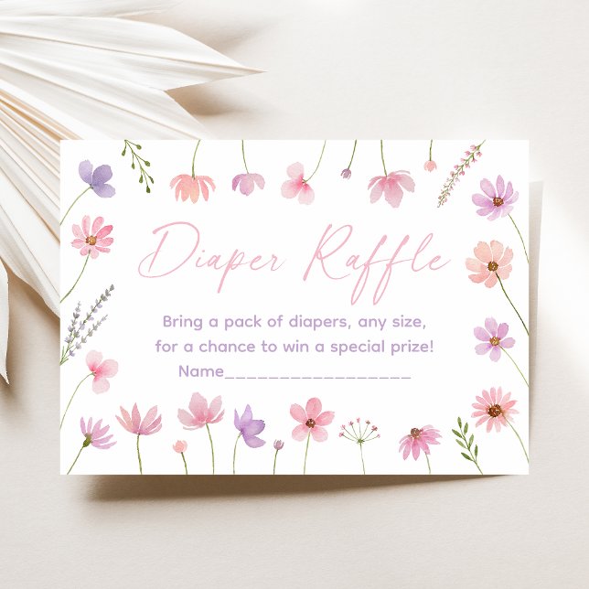 Carte D'accompagnement Fleur sauvage rose violet Baby shower Déchets Raff (Créateur téléchargé)