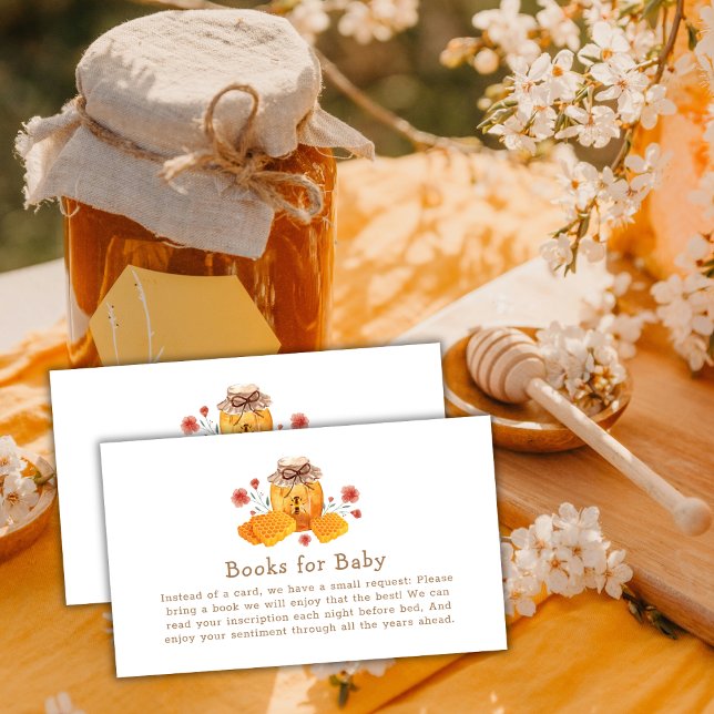 Carte D'accompagnement Fleur sauvage Rustique Honey Bee Livres Pour Baby  (Rustic Wildflower Honey Bee Books For Baby Shower Enclosure Card)