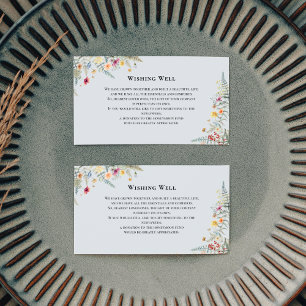 Carte D'accompagnement Fleur sauvage simple Dusty Blue Mariage Wishing we