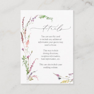 Carte D'accompagnement Fleur sauvage tendance Floral Mariage détails