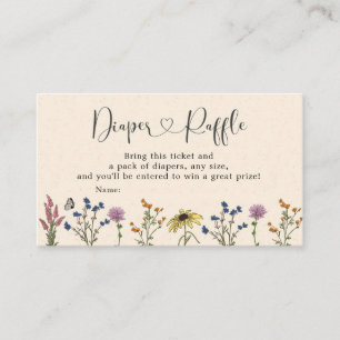 Carte D'accompagnement Fleur sauvage vintage Baby shower Déchets Raffle