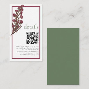 Carte D'accompagnement Fleur sauvage vintage QR rose Mariage Détails