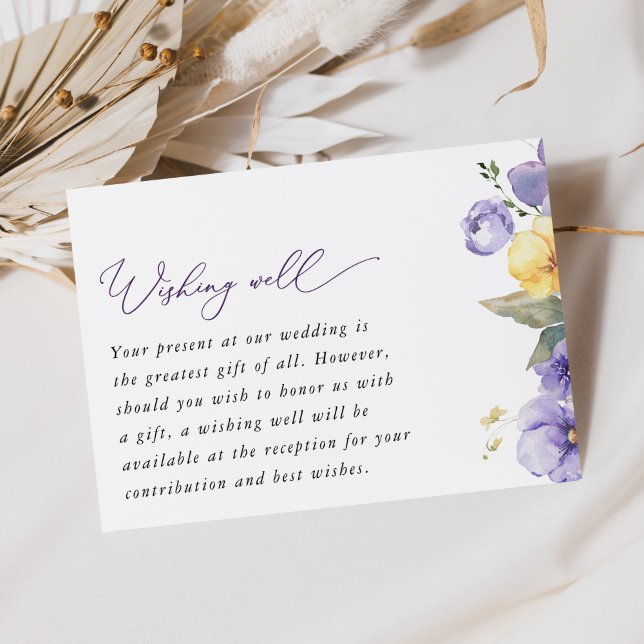 Carte D'accompagnement Fleur violette, Fleur Jaune, Souhaite Mariage (Créateur téléchargé)