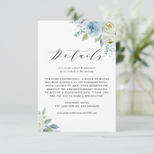 Carte D'accompagnement Fleurs aquarelles bleues et blanches Détails de ma