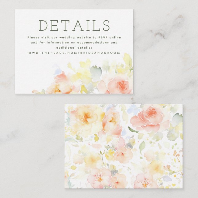 Carte D'accompagnement Fleurs aquarelles élégantes Petits détails (Devant / Derrière)