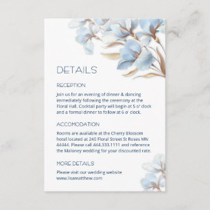 Carte D'accompagnement Fleurs artistiques bleu or