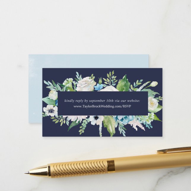 Carte D'accompagnement Fleurs blanches classiques | Site Mariage de la Ma (Devant/Arrière en situation)