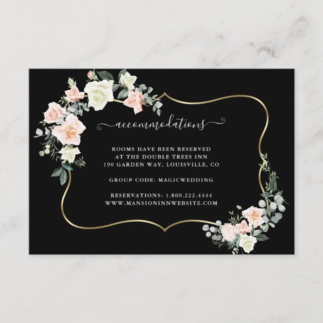 Carte D'accompagnement Fleurs blanches Dorées Mariage (Devant)