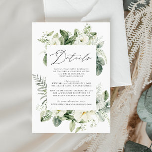 Carte D'accompagnement Fleurs Blanches Luxuriantes et Informations pour l