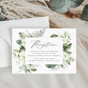 Carte D'accompagnement Fleurs blanches vertes et réception de mariage ver