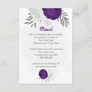Carte D'accompagnement fleurs blanches violettes détails botaniques argen