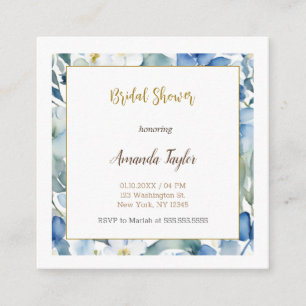 Carte D'accompagnement Fleurs Bleues Blanches Mariage Minimaliste