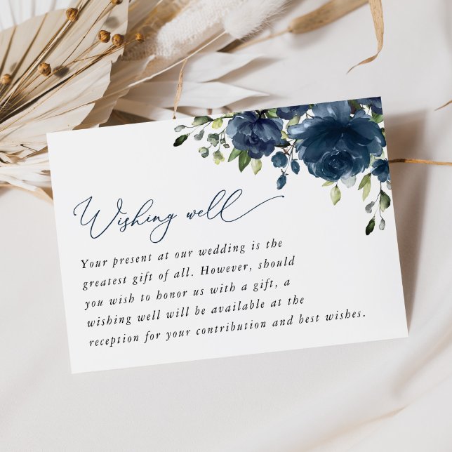 Carte D'accompagnement Fleurs Bleues de la Marine, Verdure, Envie Mariage (Créateur téléchargé)