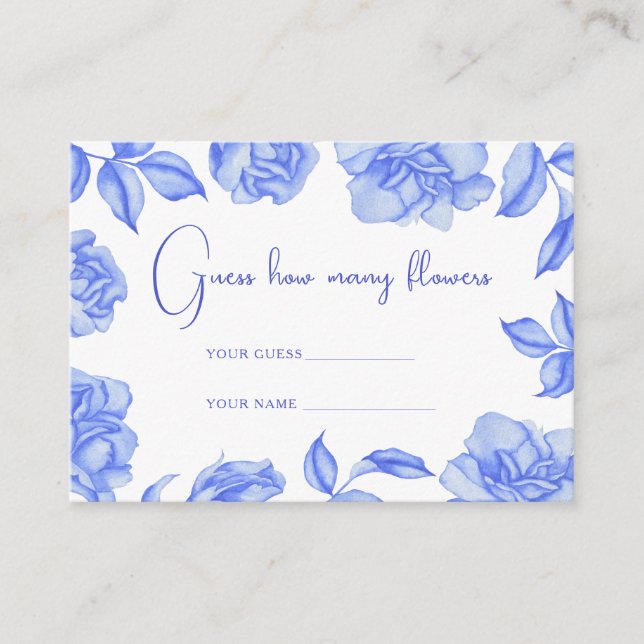 Carte D'accompagnement Fleurs bleues - Devinez combien de fleurs (Devant)