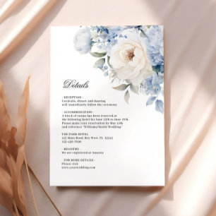 Carte D'accompagnement Fleurs bleues et blanches   Détails du Mariage bot