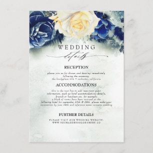 Carte D'accompagnement Fleurs bleues et jaunes Informations Mariages