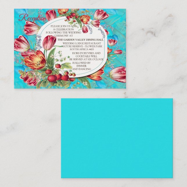 Carte D'accompagnement Fleurs d'aquarelle avec papillons visités (Devant / Derrière)