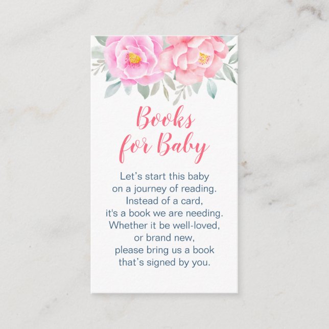 Carte D'accompagnement Fleurs d'aquarelle Baby shower rose Demande (Devant)