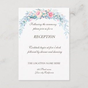 Carte D'accompagnement Fleurs d'aquarelle Réception de mariage Pois