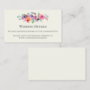 Carte D'accompagnement Fleurs d'aquarelle simples Mariage élégant moderne