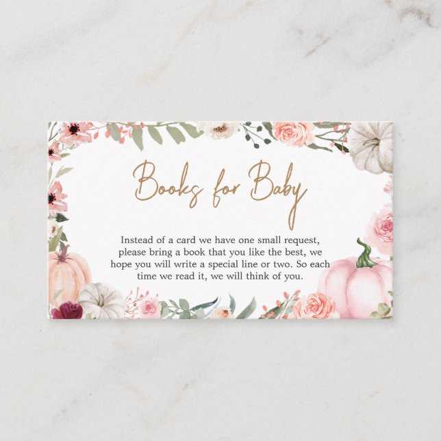 Carte D'accompagnement Fleurs d'automne Citrouille Baby showers Livres po (Devant)
